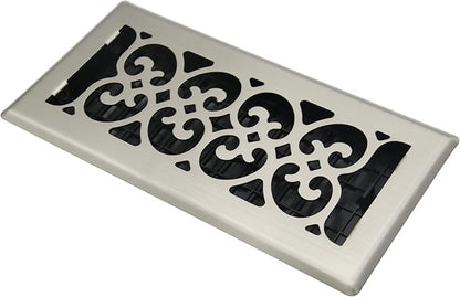 Floor Vents Register Decorative Floor Vent for Home Heavy Duty Walkable Steel Brushed Nickel Color 4x12 Inch Air Heat Vent Grilles Easy Adjust Air Supply Lever