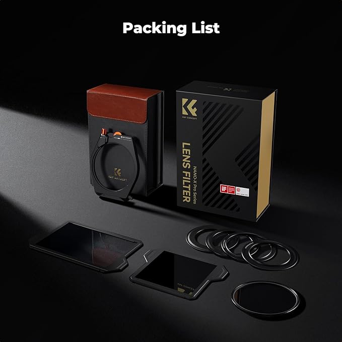 K&F CONCEPT X PRO Square Filters Holder System Kit (Filter Holder + 95mm Circular Polarizer + Square GND8 Filter + ND1000 + 4 Filter Adapter Rings) for Camera Lens