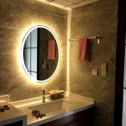 LTSRLL Frameless Illuminated LED Bathroom Wall Mirror with Touch, Demister Pad and Dimmable Lights & 3 Colors for Makeup Shaving and Bath Vanity IP44(Translucent,80cm/31.5in)