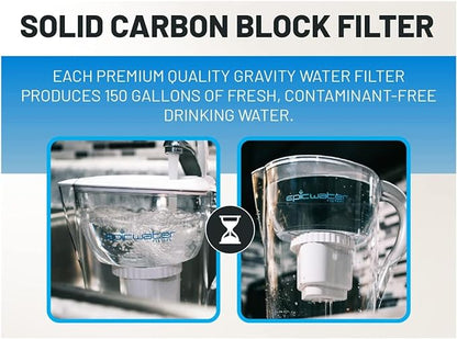 Epic Water Filters Pure REPLACEMENT Compatible with Epic Pure Water Pitcher/Removes Fluoride, Lead, Forever Chemicals, Heavy Metals, Industrial Pollutants/Filters 100 Gallons (1, Pure Standard)