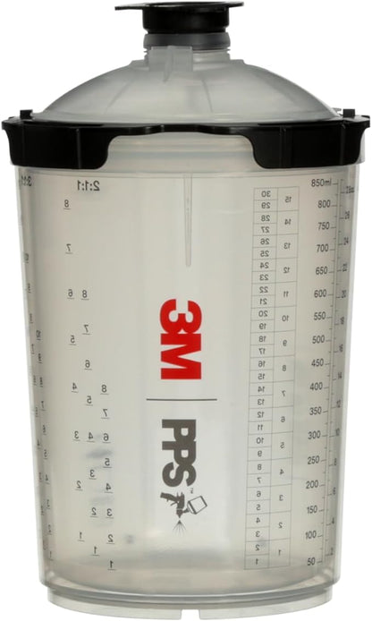 3M PPS 2.0 Spray Gun Cup, Lids and Liners Kit, 26024, Large, 28 Ounces, 200-Micron Filter, Use for Cars, Furniture, House and More, 1 Paint Cup, 50 Disposable Lids and Liners, 32 Sealing Plugs