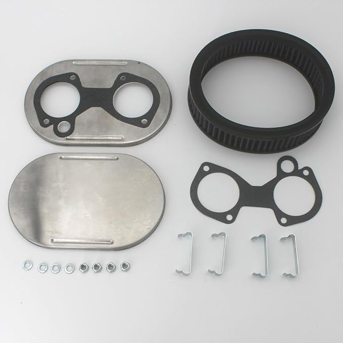 KIPA Air Filter assembly For arbuertor DCOE 40DCOE 45DCOE 48DCOE 40 45 45 mm Stainless Plate washable filter element 1 3/4" Tall With Mounting gasket hardware 56-1310 OEM # 99217.517 99217517