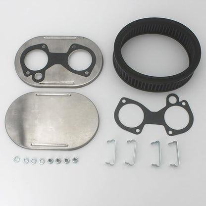 KIPA Air Filter assembly For arbuertor DCOE 40DCOE 45DCOE 48DCOE 40 45 45 mm Stainless Plate washable filter element 1 3/4" Tall With Mounting gasket hardware 56-1310 OEM # 99217.517 99217517