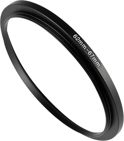 62-67mm Metal Step-Up/Down Ring Adapter Compatible with Mirrorless Cameras DSLR Lens, UV CPL ND Filter Thread Converter, Black