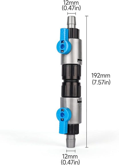 LANDEN Double Tab Connector for Aquarium, Canister Filter Hose Connector, Fish Tank Water Flow Control, Quick Release Valve, (1/2"(12/12mm))