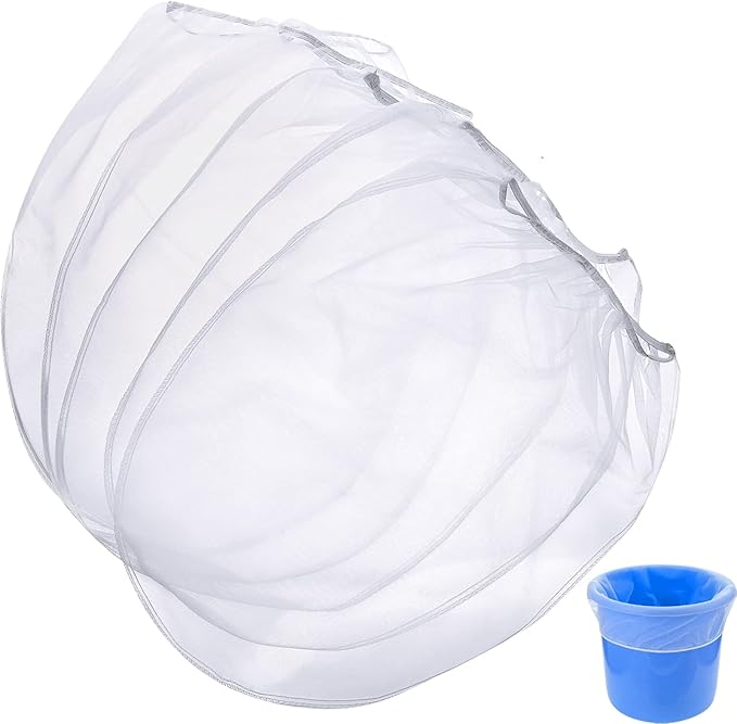 Boao 30 Pieces 1 Gallon Paint Strainer Bags Elastic Opening Strainer Bags White Fine Mesh Filters Bag for Bucket Paint Gardening