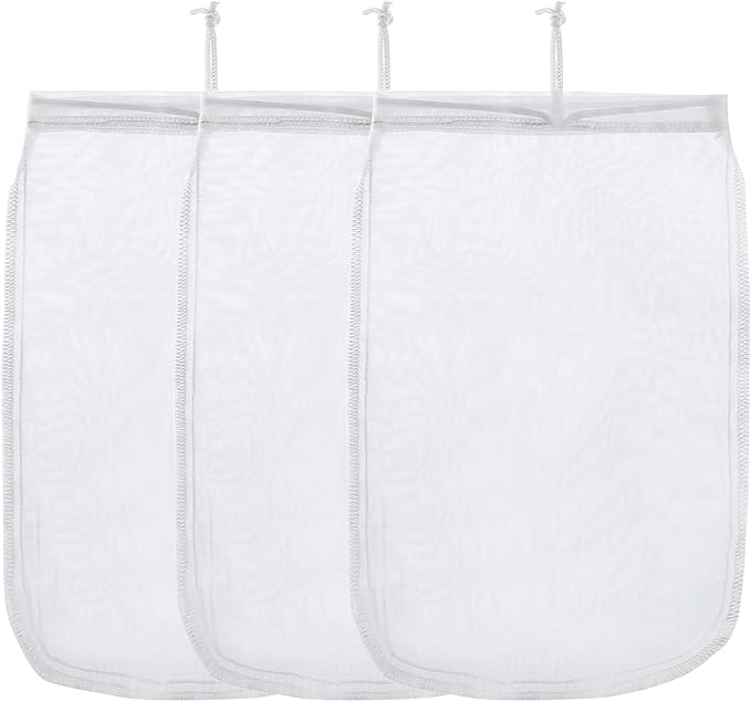 ALEGI Aquarium Filter Media Bag Extra Fine,Reusable 180 Micron Drawstring Mesh Filter Bags for Activated Carbon (12"*8" (3 Pack))