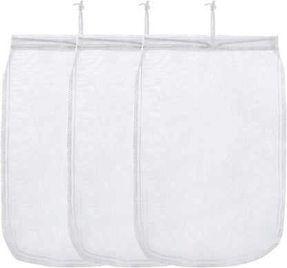 ALEGI Aquarium Filter Media Bag Extra Fine,Reusable 180 Micron Drawstring Mesh Filter Bags for Activated Carbon (12"*8" (3 Pack))