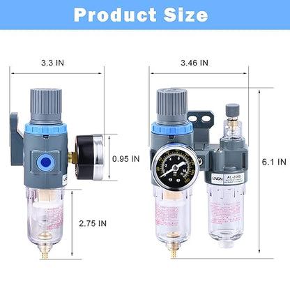1/4 Inch Compressor Air Filter Pressure Regulator Water-Oil Trap Separator Filter with Lubricator Cup