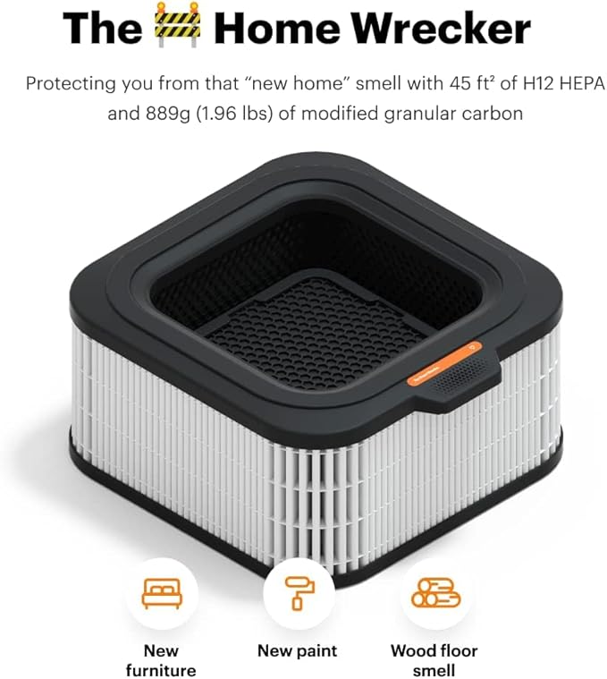 Mila Air Home Wrecker H12 HEPA Home Replacement Filter, Genuine Mila Air Filter for Renovations, Removes Formaldehyde, Dust, Odors, & Pollen, Ideal for Large Room or Bedroom
