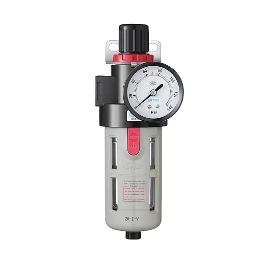 Compressed Air Pressure Filter Regulator Airtac BFR4000 1/2'' NPT 0-140 PSI Combo Piggybac Adjustable,Bracket,Gauge Semi-Auto Drain