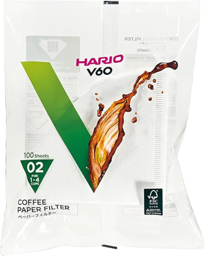 Hario V60 Paper Coffee Filter, Size 02, White, 100ct Box