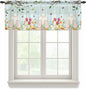 Easter Sheer Valances for Windows 60"x18", Light Filtering Kitchen Curtains Valance, Spring Watercolor Eggs Tulip Wooden Grain Teal Rod Pocket Chiffon Curtains for Living Room Bedroom Cafe
