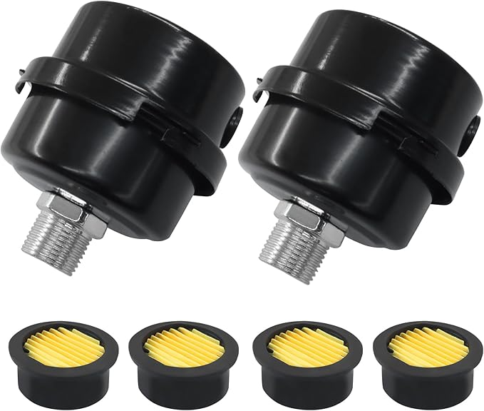 2 Pcs Air Compressor Silencer, 3/8 Inch Thread Intake Filter Muffler, 16 mm Air Compressor Silencer Filter for Generators and Blowers
