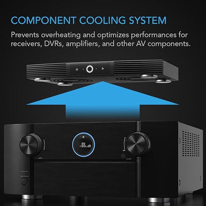 AC Infinity AIRCOM S6, Quiet Cooling Blower Fan System 12" Rear-Exhaust for Receivers, Amps, DVR, AV Cabinet Components