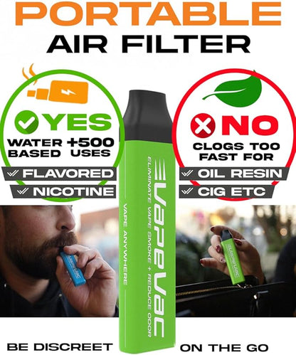 VapeVac (Registered AMZ Brand) – Pocket Sized Personal Air Filter for Discreet Output Reduction | Minimizes Odor, Keeps Air Fresh | Not an Emission Device – 500+ Uses (3-Pack)