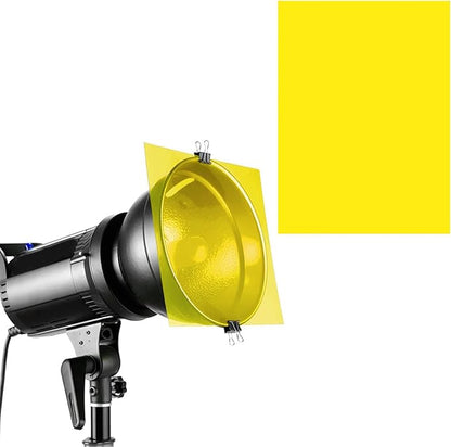 Lystaii 9pcs Gel Light Filter Color Correction Colored Overlays Transparent Color Film Lighting Gel Filter Plastic Sheets Correction 11.7 by 8.3 Inches for Film, Video, Photo, Stage (Yellow)