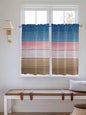 Blue Pink Brown Gradient Wood Grain Window Valance Curtains, Vintage Wood Board Light Filtering Kitchen Valance with 3-inch Rod Pocket for Living Room Bathroom Bedroom,2 Panel,42x45In