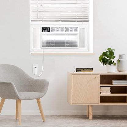 Whirlpool 8,000 BTU Window Air Conditioner with Supplemental Heat, Window Mounted AC Unit with Heater for Apartment, Living Room, Bedroom, Rooms up to 350 Square Feet