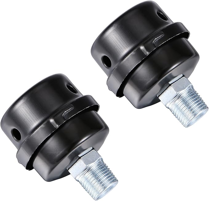 Pack of 2 1/2" Thread Male Thread Diameter 20mm Air Compressor Silencer Filter, Thread Metal Air Compressor Intake Filter Sound Muffler Silencer, Air Compressor Replacement Parts