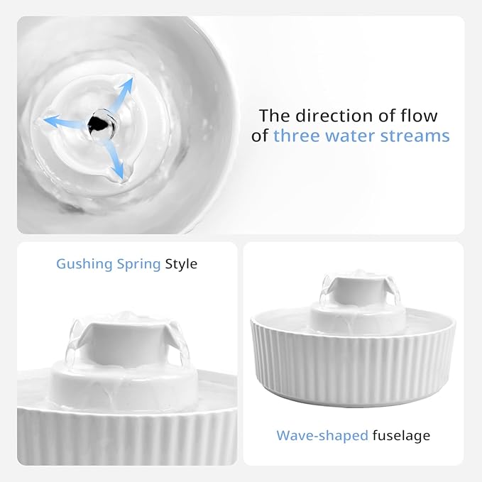 Ceramic Cat Water Fountain, 2.1L/71oz Cupcake Pet Water Fountain for Cats and Dogs, Automatic Pet Drinking Fountain with Pump, Filter & Foam (White)