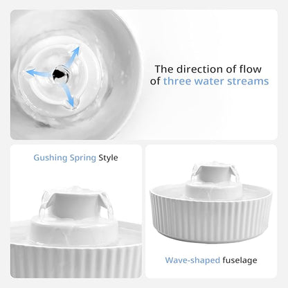 Ceramic Cat Water Fountain, 2.1L/71oz Cupcake Pet Water Fountain for Cats and Dogs, Automatic Pet Drinking Fountain with Pump, Filter & Foam (White)