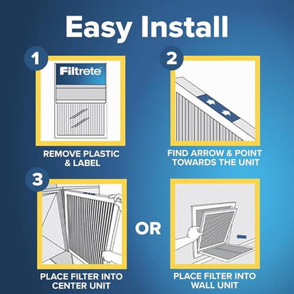 Filtrete 18x18x1 AC Furnace Air Filter, MERV 11, MPR 1000, Micro Allergen Defense, 3-Month Pleated 1-Inch Electrostatic Air Cleaning Filter, 4 Pack (Actual Size 17.81 x 17.81 x 0.81 in)