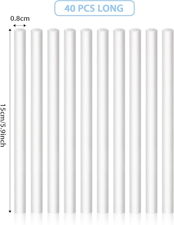 40 Pieces Humidifier Filter Cotton Refill Travel Mini Humidifier Filters Sticks Car Filters Replacement Parts for Portable Personal USB Powered Smart H20 in Office Bedroom(5.9 Inch)