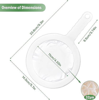 2PCS 450 Mesh Fine Mesh Filter with PP Material Non-Slip Anti-Scalding Handle Safe and Durable Sieve for Kitchen Tea Soy Milk Coffee Juice, 12.72x6.85x3.86 inch