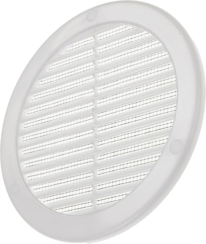 Vent Systems 6" Inch (Opening Dimensions) - Pack of 100 - White Soffit Vent Cover - Plastic Round Air Vent Grille - Built-in Mesh Screen - HVAC Register Louver for Bathroom, Home, Kitchen