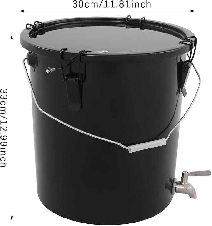 Fryer Oil Container With Filter,6 Gallon Bucket With Lid, Strainer Bag, Faucet and Handle, Carbon Steel Oil Grease Disposal Container For Deep Fryer Oil Filtering/Storage