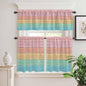 Kitchen Window Curtains Valance and Tier Set, Farm Colorful Wooden Plank Rod Pocket Tier Curtain Valance Set, Rustic Wood Grain Barn Light Filtering Cafe Curtains for Bedroom Living Room