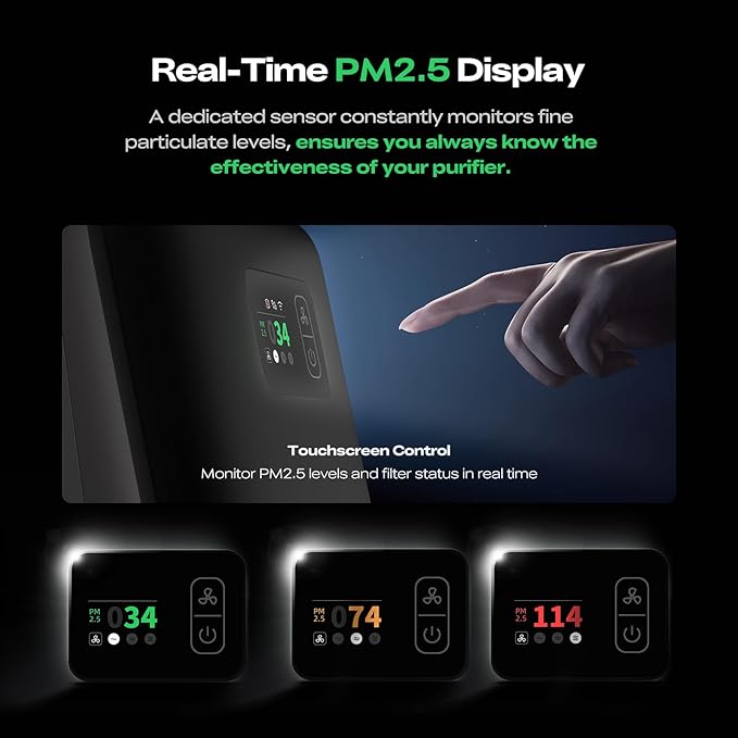 Creality 3D Printer Air Purifier, High-Dense Activated Carbon, 360°All-Round Purification, Long Filter Lifespan, 99% Filtration Efficiency, Smart Touch Control,Fit for Most FDM 3D Printers