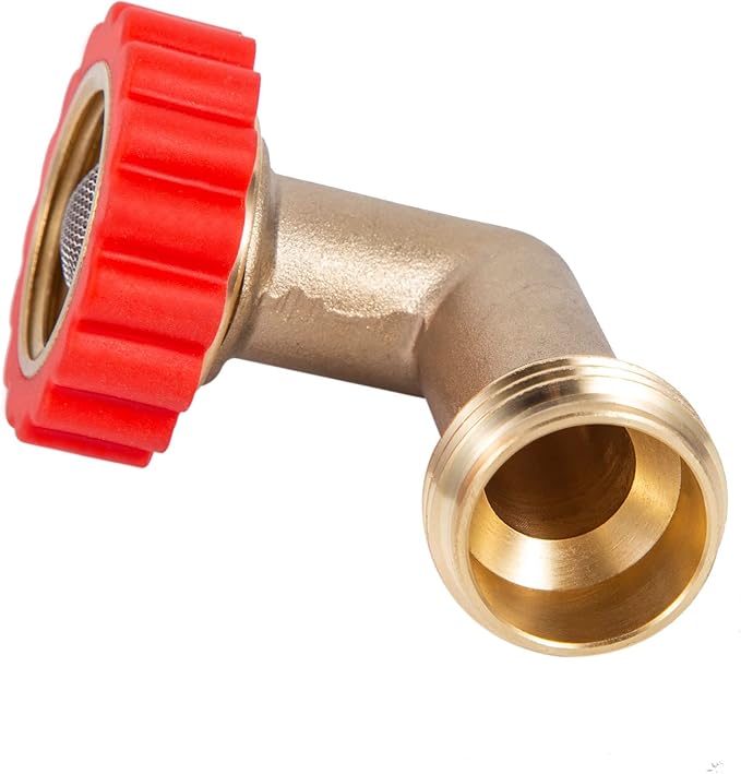 Lead-Free Brass 90 Degree Hose Saver,90°Hose Elbow Fitting Quick Swivel Connect Adapter,Thread Size 3/4" Connectors,Hose Protector with Water Filter（1 Pc）