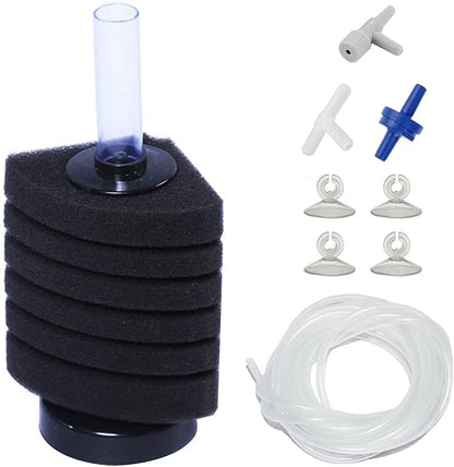 AQUANEAT Aquarium Corner Sponge Filter, for Breeding Shrimp Nano Fish Tanks with Airline Tubing, Valves and Suction Cups