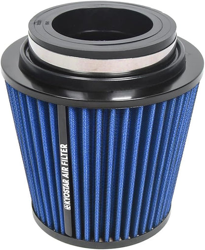 KYOSTAR Universal 3/3.5/4" (75/89/100mm) High-Flow Air Filter, Reusable Cone Cold Air Intake, High Performance Clamp-On Car High Flow Dry Air Kit, Flange Diameter: 3/3.5/4 Inch, Height: 6.2 Inch, Blue