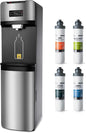 iSpring Bottleless Water Dispenser with 4-Stage Filtration, SGS-Tested 99% of Lead Removal, Water Cooler Dispenser - Hot, Cold, Room Temp, Self Cleaning, Stainless Steel, Silver, Model: DS4S-PB