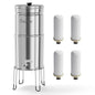 Culligan MaxClear 2.25 Gallon Gravity Water Filter System, Polished Stainless-Steel Countertop Water Filter NSF/ANSI Certified to Reduce Microplastics, Lead & Total PFAS, with 4 Ceramic Filters