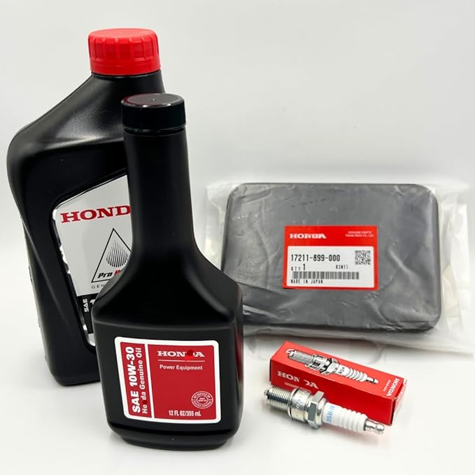Genuine Tune Up Kit for Honda EB3000 EB3500X EB4000X EB5000X EB6500 EG4000 Generators GX240 - GX390 with Genuine Motor Oil 17211-899-000 Air Cleaner Element and Spark Plug 98079-55846
