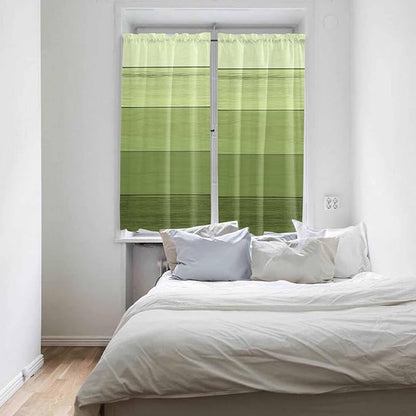 Gradient Green Wooden Board Window Valance Curtains, Retro Country Wood Grain Light Filtering Kitchen Valance with 3-inch Rod Pocket for Living Room Bathroom Bedroom,2 Panel,42x63In