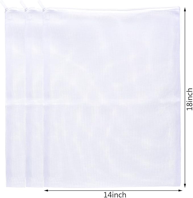 JIHAQUA Aquarium Filter Bags Large - Reusable Fish Tank Filter Media Mesh Bags with Plastic Zipper (14 x 18 inch (6 Pack))