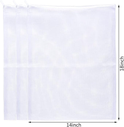 JIHAQUA Aquarium Filter Bags Large - Reusable Fish Tank Filter Media Mesh Bags with Plastic Zipper (14 x 18 inch (6 Pack))