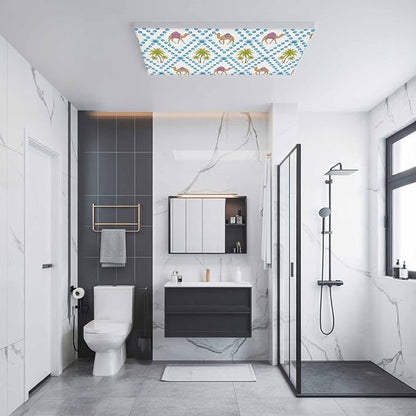 4 Pack Fluorescent Light Cover, Camels Palm Trees Light Covers for Ceiling Lights, Tropical Desert Animal Plants Polka Dot Magnetic Lights Filters Ceiling Shade for Classroom/Office - 4 x 2 Feet