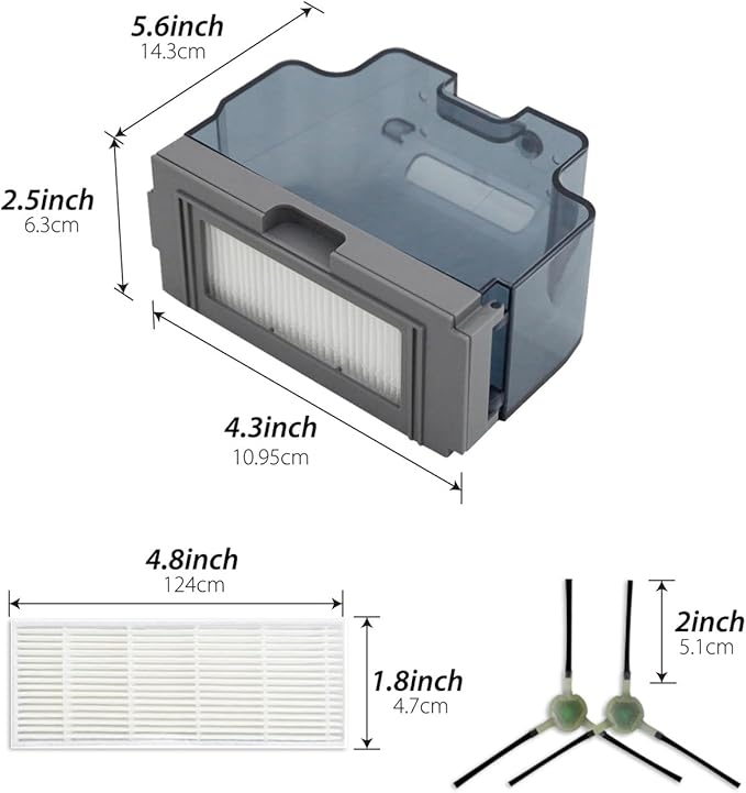 Usoway Robot Vacuum Replacements Parts Fit For Lefant M210/M213/M210b, For Okp K2 K2p K3 K4 K5 L1 K2p Robot Vacuum Cleaner, Vacuum Dust Pan, Side Sweep Edge Brush HEPA Filter (Dustbin& Filter-7pc)
