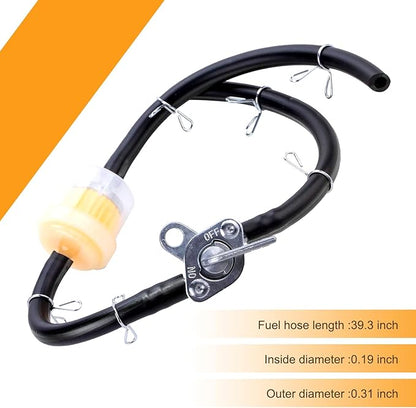 Car Fuel Filter Kit, 39.3" Hose and 3 Filter and Petcock Valve with Mounting Clamps, Plug and Play Fuel System Maintenance Set, Universal Modification for ATV Motorcycle Beach Bike (Black)
