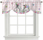 Spring Tie Up Valance Curtains for Windows, Kitchen Curtains Window Shades, Bicycles Leaves Butterfly Flowers Pink Buffalo Plaid Light Filtering Curtain Valances for Bedroom/Bathroom/Cafe 60"x18"