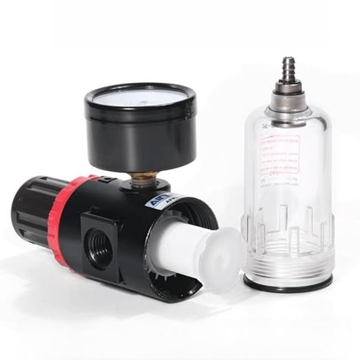 Compressed Air Pressure Filter Regulator Airtac AFR2000 1/4'' NPT 0-140 PSI Combo Piggybac Adjustable,Bracket,Gauge Semi-Auto Drain
