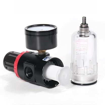 Compressed Air Pressure Filter Regulator Airtac AFR2000 1/4'' NPT 0-140 PSI Combo Piggybac Adjustable,Bracket,Gauge Semi-Auto Drain