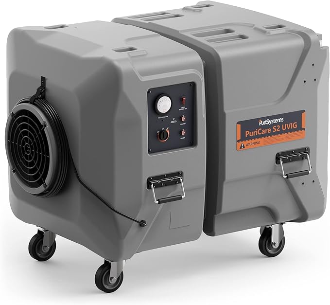 PURISYSTEMS Portable Air Scrubber, 2000 CFM Negative Air Machine with Built-In UV-C Light & Ionizer, Multi-Stage Filtration for Water/Fire Damage Restoration, Renovation, Variable Speed, Heavy-Duty
