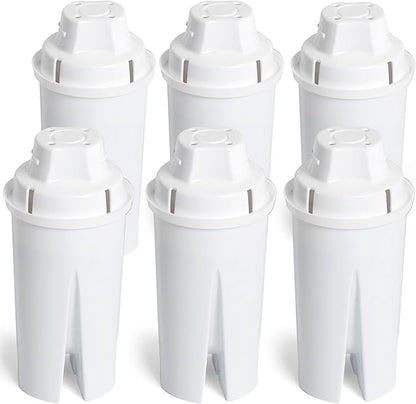 Amazon Basics Enhanced Replacement Water Filters for Water Pitchers, BPA-Free, WQA & NSF Certified, Compatible with Brita Water Pitchers & Drinking Water Filter Systems, 1 Year Filter Supply, 6-Pack